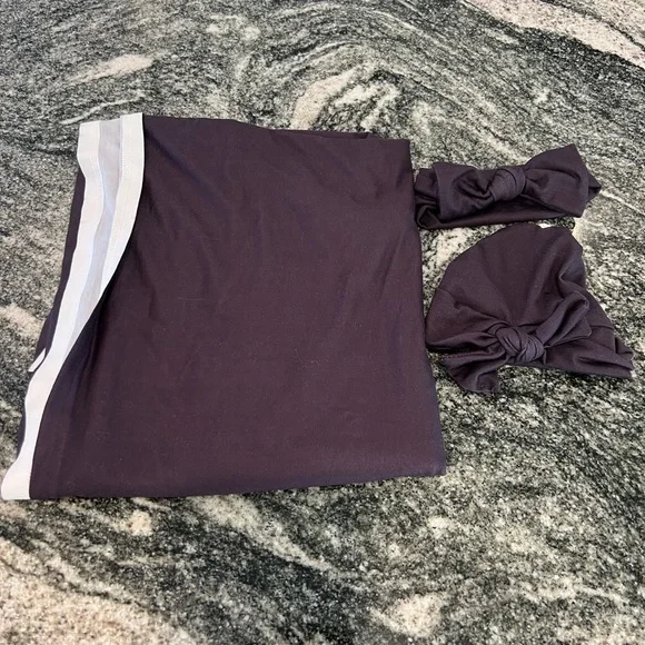 Deep Purple Swaddle Blanket, Hat & Headband Set - Picture 1 of 1